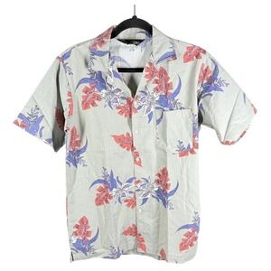 Generation One Button Up Shirt Mens S Gray Floral Tropical Short Sleeve